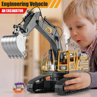 HKM-606547 Remote Control 1:14 Scale Alloy Excavator with 50M Range, Ideal for Ages 5 and Up