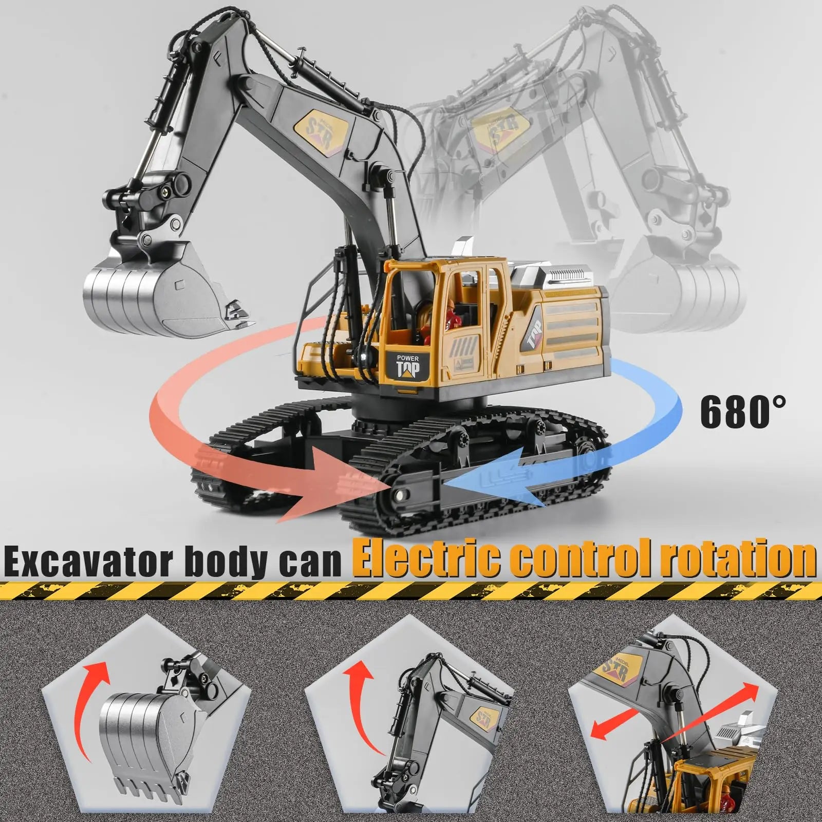 HKM-606547 Remote Control 1:14 Scale Alloy Excavator with 50M Range, Ideal for Ages 5 and Up