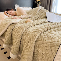 HKM-606739 Double-Sided Carved Velvet Blanket - Thick Polyester Fiber in Various Sizes and Colors