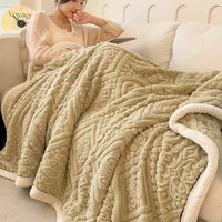 HKM-606739 Double-Sided Carved Velvet Blanket - Thick Polyester Fiber in Various Sizes and Colors