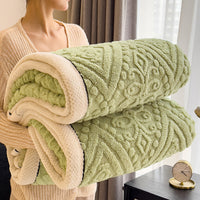 HKM-606739 Double-Sided Carved Velvet Blanket - Thick Polyester Fiber in Various Sizes and Colors