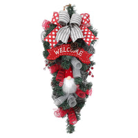 HKM-606867 Christmas Door Hanging Bow Tree Wall Decoration Garland in Two Styles