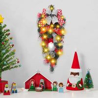 HKM-606867 Christmas Door Hanging Bow Tree Wall Decoration Garland in Two Styles