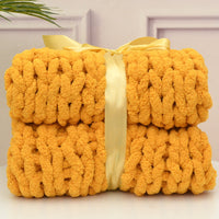 HKM-607059 Handmade Thick Polyester Woven Blanket for Sofa Decor