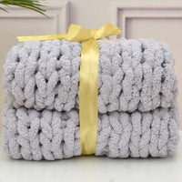 HKM-607059 Handmade Thick Polyester Woven Blanket for Sofa Decor