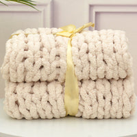 HKM-607059 Handmade Thick Polyester Woven Blanket for Sofa Decor