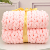 HKM-607059 Handmade Thick Polyester Woven Blanket for Sofa Decor