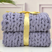 HKM-607059 Handmade Thick Polyester Woven Blanket for Sofa Decor
