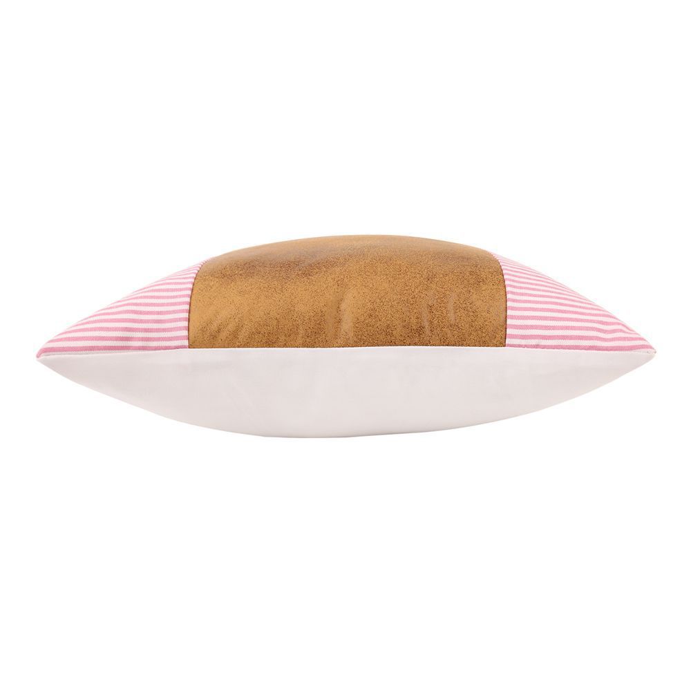 HKM-607123 Modern Minimalist PU Leather Canvas Stripe Pillow Cover - 45x45cm Cushion for Living Room, Bedroom and Office