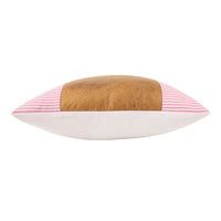 HKM-607123 Modern Minimalist PU Leather Canvas Stripe Pillow Cover - 45x45cm Cushion for Living Room, Bedroom and Office