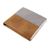HKM-607123 Modern Minimalist PU Leather Canvas Stripe Pillow Cover - 45x45cm Cushion for Living Room, Bedroom and Office