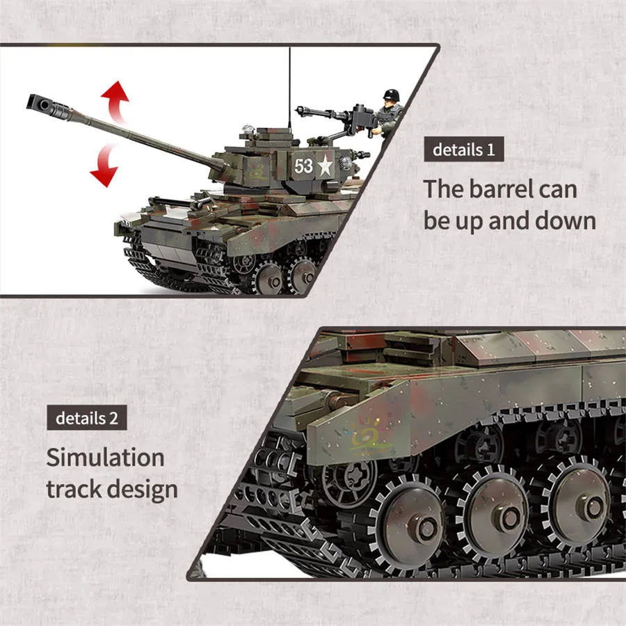 HKM-607315 Heavy Tank Building Block Set with Military Figures - Educational Construction Toy for Ages 6 and Up