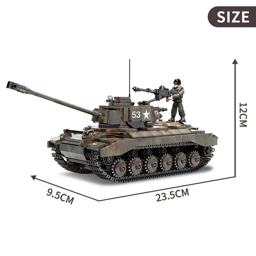 HKM-607315 Heavy Tank Building Block Set with Military Figures - Educational Construction Toy for Ages 6 and Up