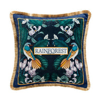 HKM-607955 Forest Bird Design Short Plush Pillowcase Set with Solid Color Reverse and Gold Beard Technology