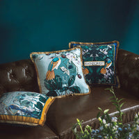 HKM-607955 Forest Bird Design Short Plush Pillowcase Set with Solid Color Reverse and Gold Beard Technology