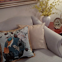 HKM-607955 Forest Bird Design Short Plush Pillowcase Set with Solid Color Reverse and Gold Beard Technology