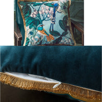HKM-607955 Forest Bird Design Short Plush Pillowcase Set with Solid Color Reverse and Gold Beard Technology