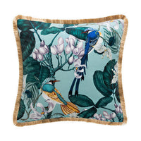 HKM-607955 Forest Bird Design Short Plush Pillowcase Set with Solid Color Reverse and Gold Beard Technology