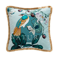 HKM-607955 Forest Bird Design Short Plush Pillowcase Set with Solid Color Reverse and Gold Beard Technology