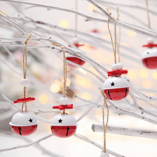 HKM-608019 Colorful Iron Bell Ornaments for Christmas Tree Decoration - Red and White