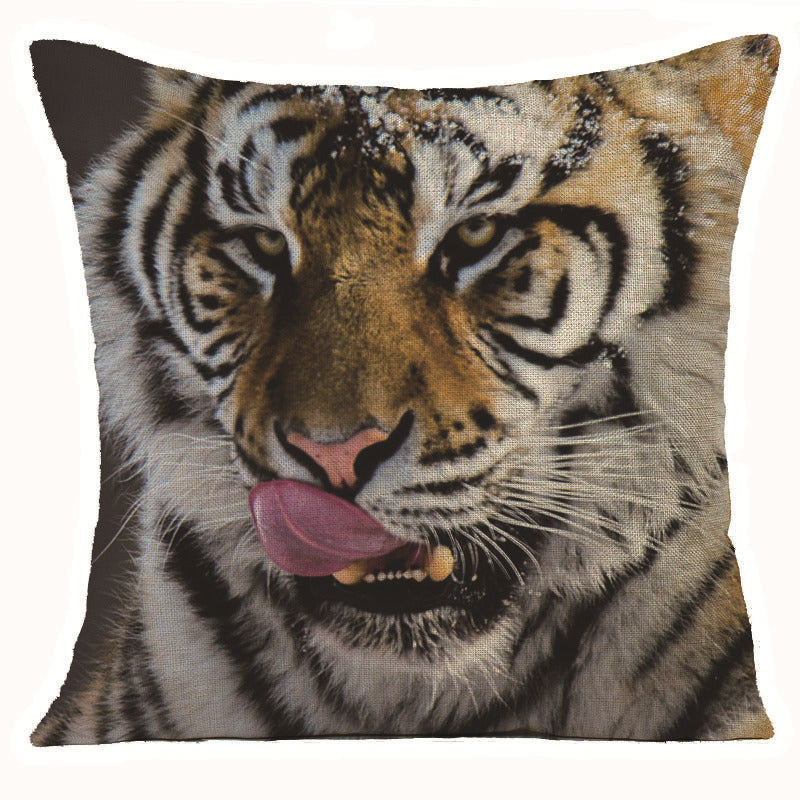 HKM-608275 Animal Print Linen Cushion Cover 45x45cm - European Classical Style