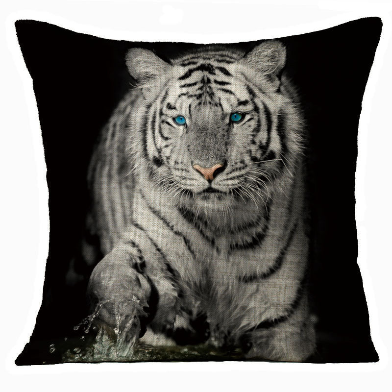 HKM-608275 Animal Print Linen Cushion Cover 45x45cm - European Classical Style