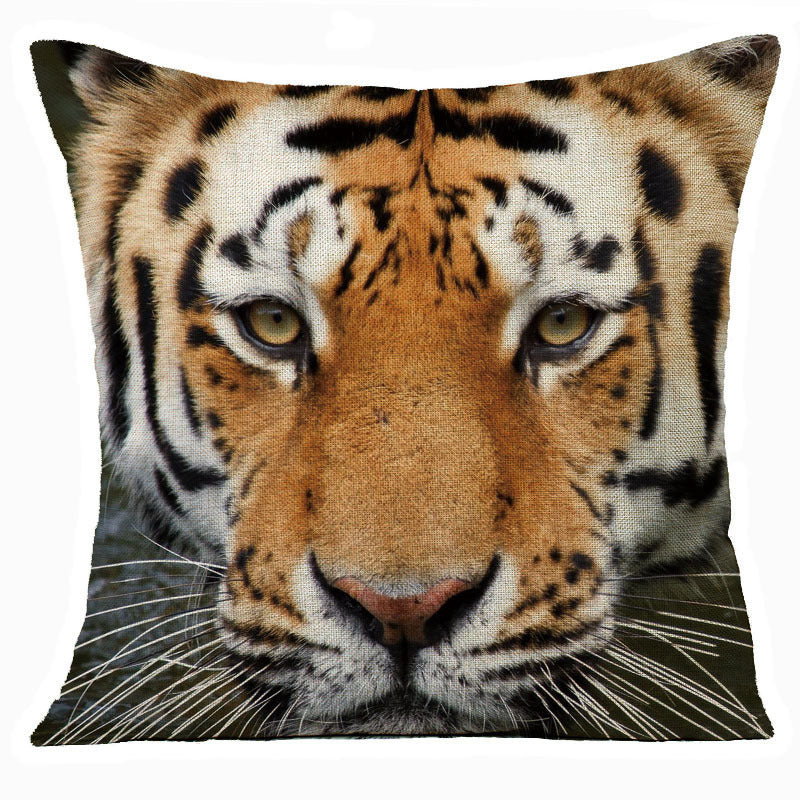 HKM-608275 Animal Print Linen Cushion Cover 45x45cm - European Classical Style