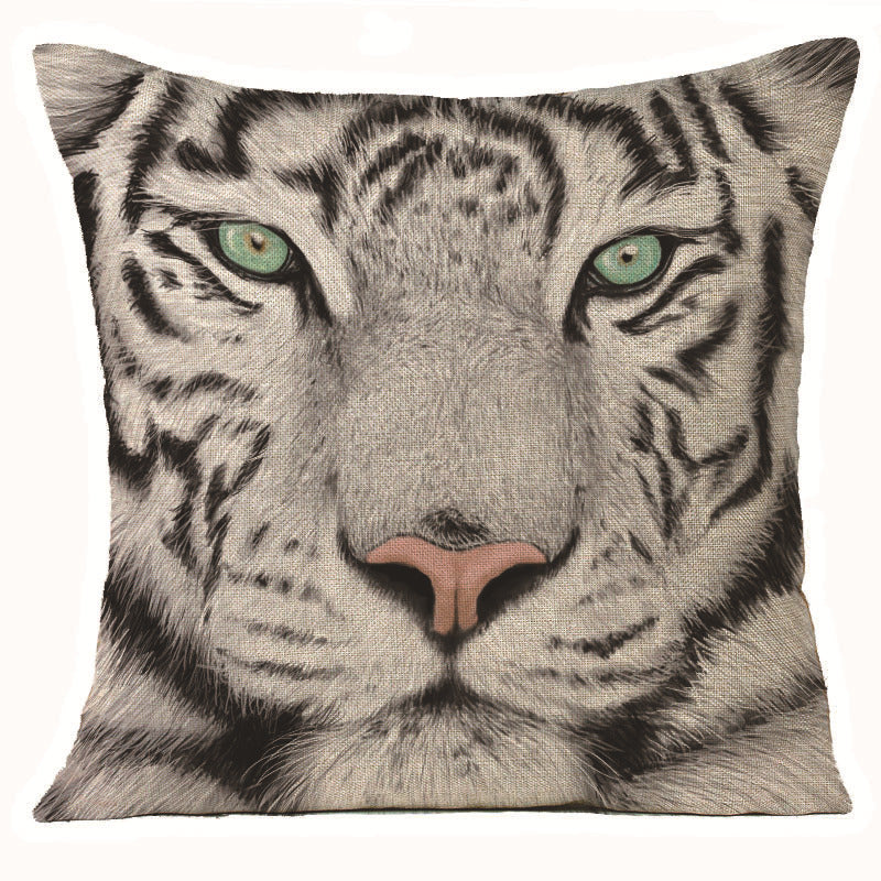 HKM-608275 Animal Print Linen Cushion Cover 45x45cm - European Classical Style