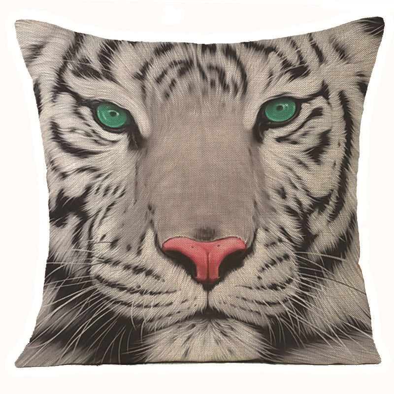 HKM-608275 Animal Print Linen Cushion Cover 45x45cm - European Classical Style