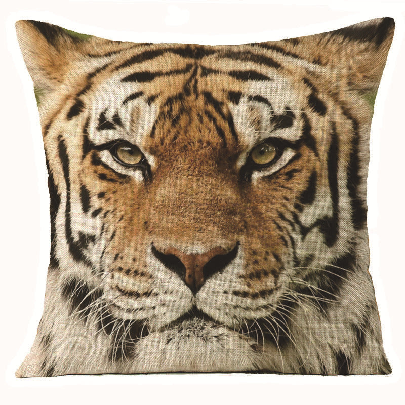 HKM-608275 Animal Print Linen Cushion Cover 45x45cm - European Classical Style