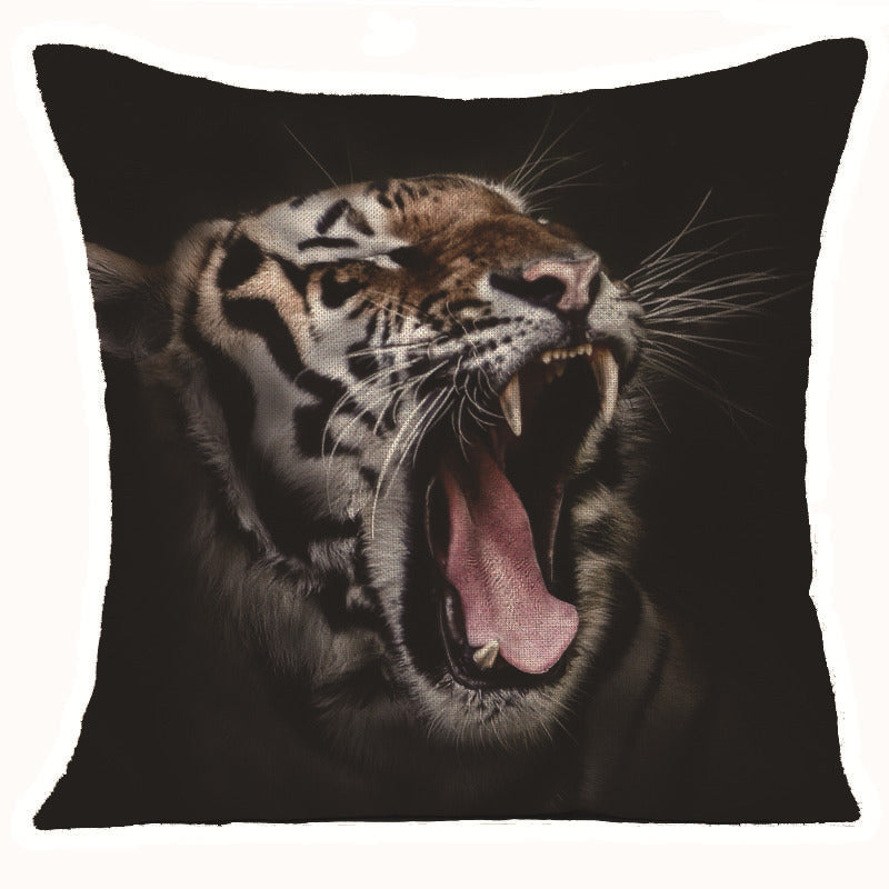 HKM-608275 Animal Print Linen Cushion Cover 45x45cm - European Classical Style