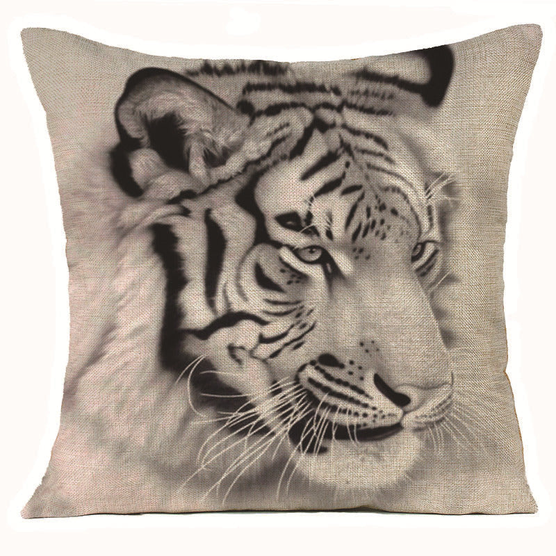 HKM-608275 Animal Print Linen Cushion Cover 45x45cm - European Classical Style