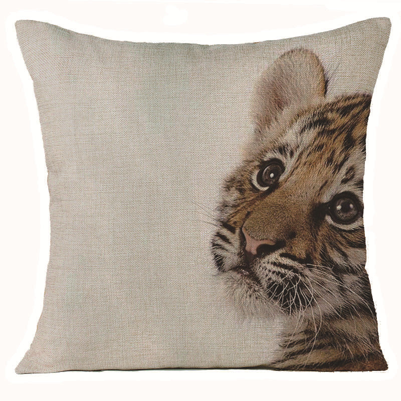 HKM-608275 Animal Print Linen Cushion Cover 45x45cm - European Classical Style