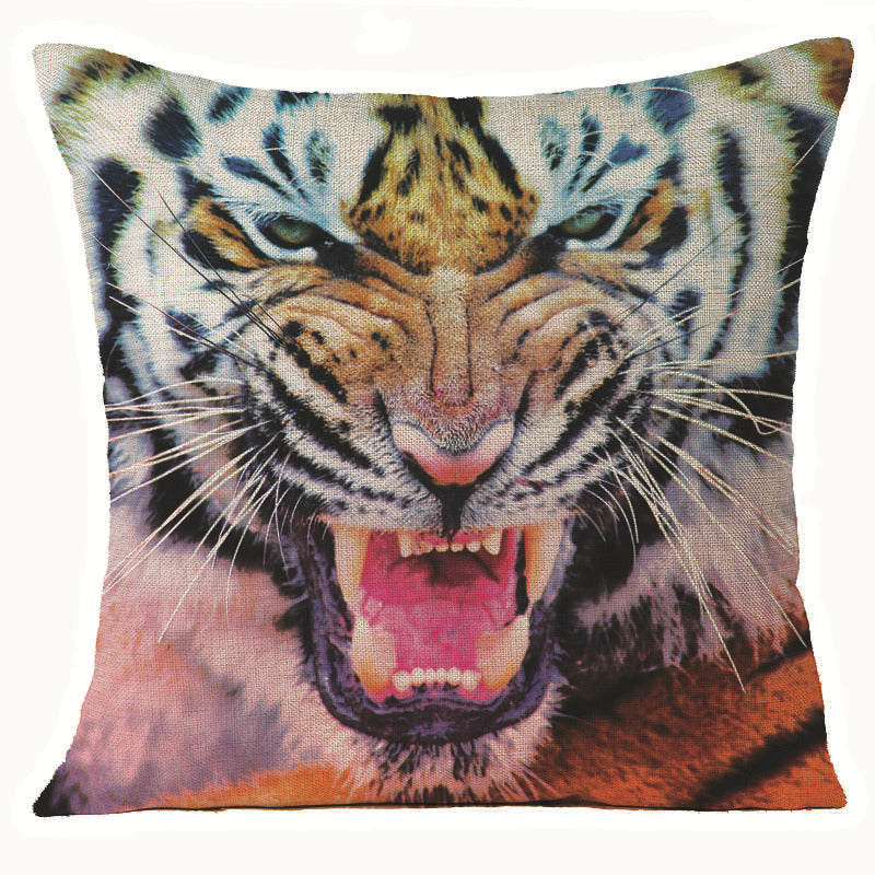 HKM-608275 Animal Print Linen Cushion Cover 45x45cm - European Classical Style
