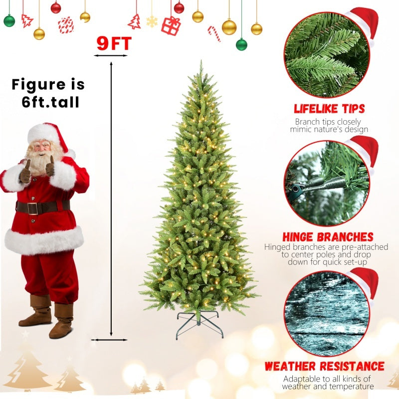 HKM-608339 Mixed PE/PVC Christmas Tree with Warm White LED Lights, Available in 4ft to 9ft with Various Tip Counts
