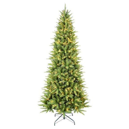 HKM-608339 Mixed PE/PVC Christmas Tree with Warm White LED Lights, Available in 4ft to 9ft with Various Tip Counts