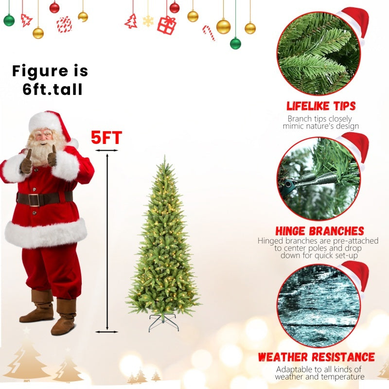 HKM-608339 Mixed PE/PVC Christmas Tree with Warm White LED Lights, Available in 4ft to 9ft with Various Tip Counts