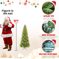 HKM-608339 Mixed PE/PVC Christmas Tree with Warm White LED Lights, Available in 4ft to 9ft with Various Tip Counts