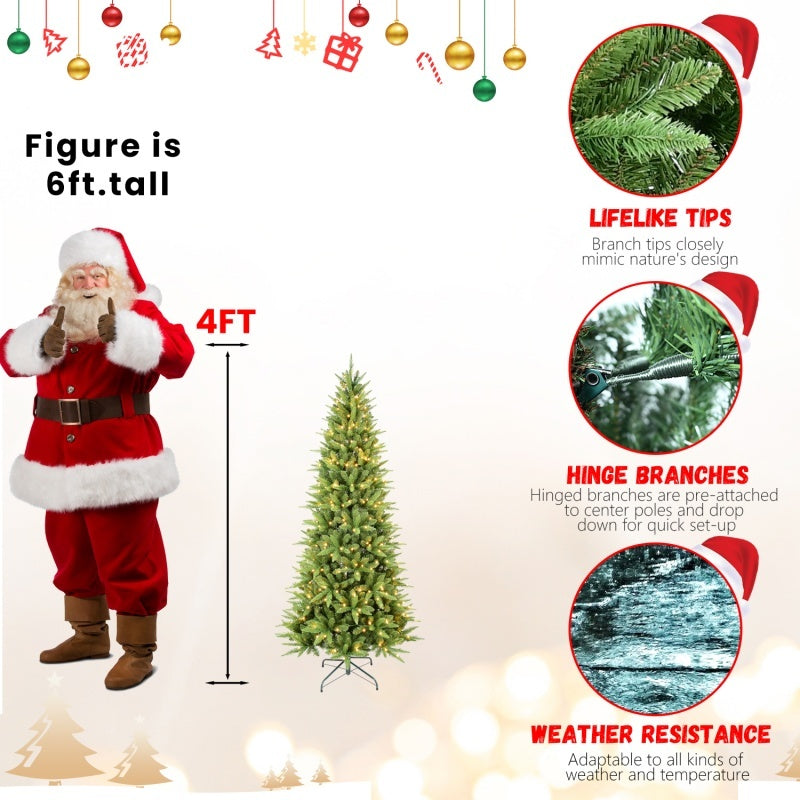 HKM-608339 Mixed PE/PVC Christmas Tree with Warm White LED Lights, Available in 4ft to 9ft with Various Tip Counts