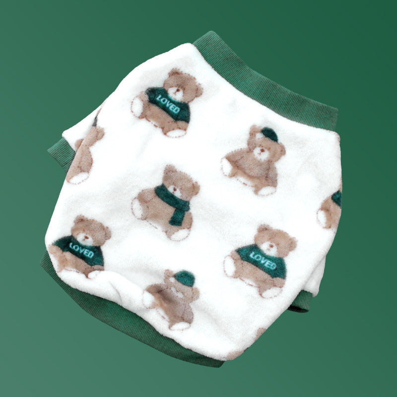 HKM-608403 Cozy Coral Fleece Dog Pajamas for Winter - Perfect for Corgis and Small Breeds
