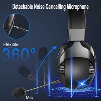 HKM-608403 Dual-Mode Over-Ear Bluetooth Headphones with Wireless Microphone for Gaming PCs and PS5