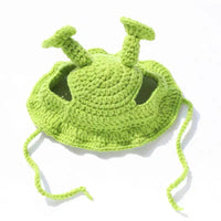 HKM-608403 Handmade Green Knitted Hat for Cats and Dogs - Stylish Pet Headgear for All Seasons