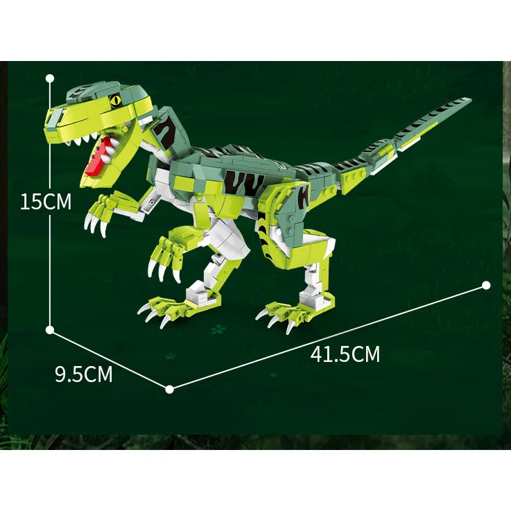 HKM-608467 Jurassic Dinosaur Assembly Block Set - Velociraptor Model Building Toy for Ages 6 and Up