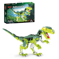HKM-608467 Jurassic Dinosaur Assembly Block Set - Velociraptor Model Building Toy for Ages 6 and Up