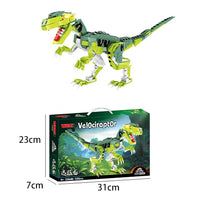 HKM-608467 Jurassic Dinosaur Assembly Block Set - Velociraptor Model Building Toy for Ages 6 and Up