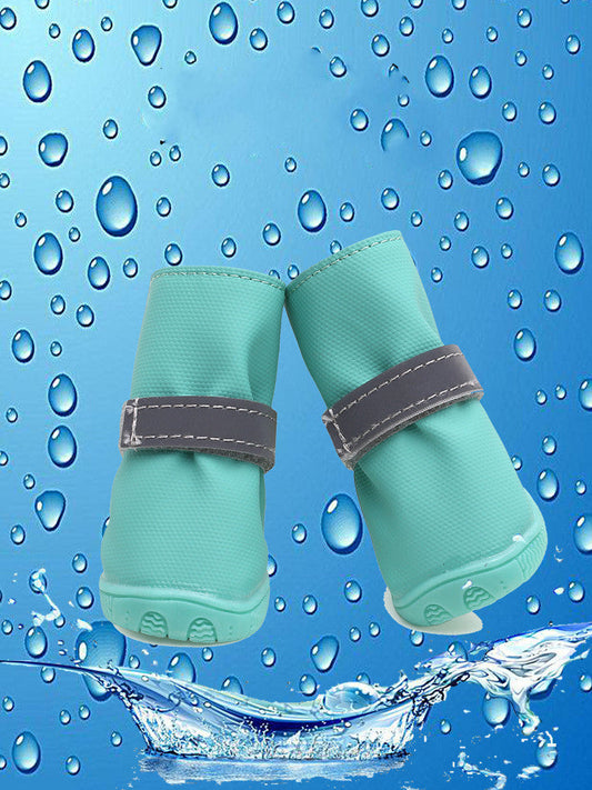 HKM-608595 Reflective Waterproof Puppy Rain Boots with Non-Slip Rubber Sole