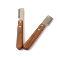 HKM-608659 Wooden Handle Comb for Grooming Terrier Dogs with Stainless Steel Plucking Knife