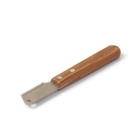 HKM-608659 Wooden Handle Comb for Grooming Terrier Dogs with Stainless Steel Plucking Knife