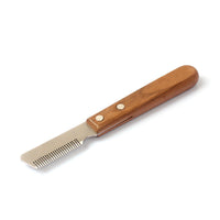 HKM-608659 Wooden Handle Comb for Grooming Terrier Dogs with Stainless Steel Plucking Knife
