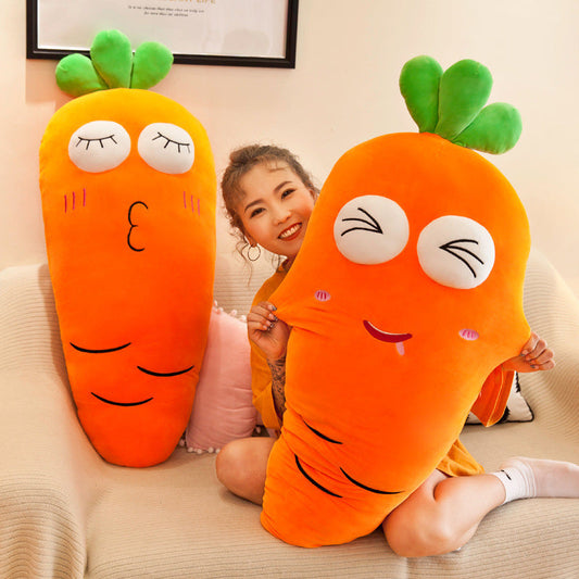 HKM-608723 Radish-Shaped Plush Expression Pillow Toy for Home Decor